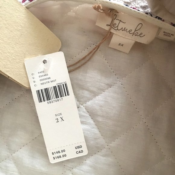 NWT Anthro red and white floral quilted blouse 2X - Picture 9 of 11